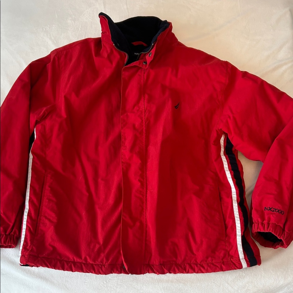 Nautica Men’s Navy and Red Fleece-Lined Jacket L thermos insulation